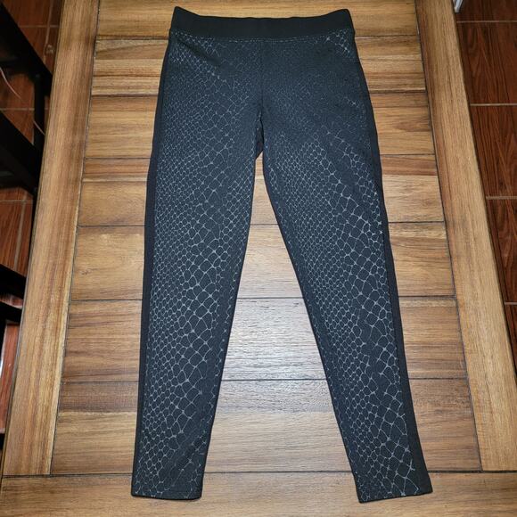 Vera Wang Simply Vera Black Leggings w/ Snakeskin Print - Size Large - Picture 1 of 4
